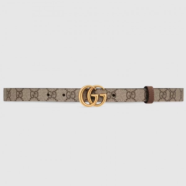 Gucci GG Marmont Reversible 20MM Belt In Canvas and Brown Leather