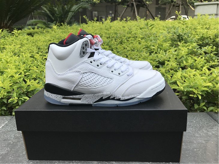PK AIR JORDAN 5 WHITE CEMENT UNIVERISTY RED 2017