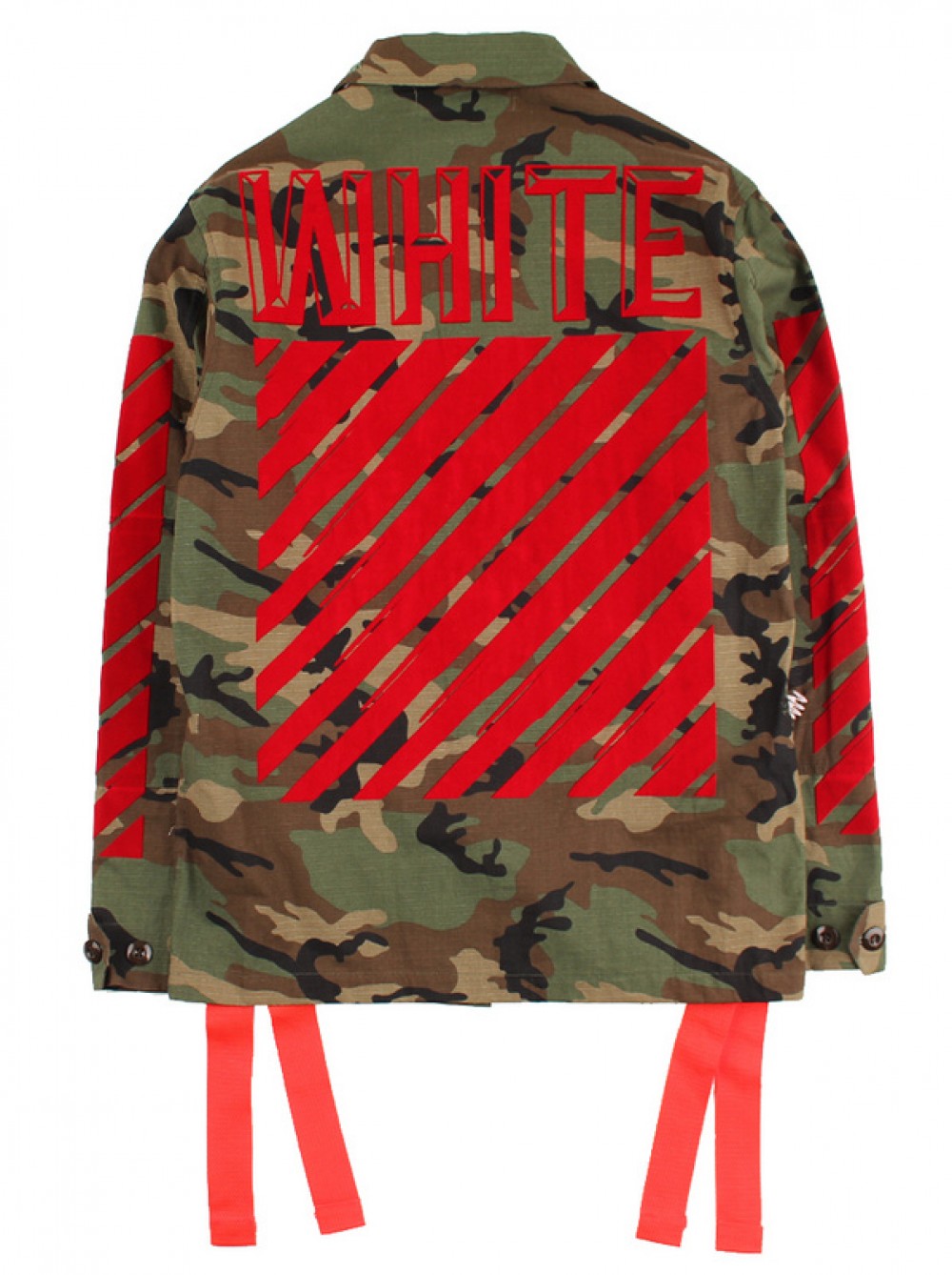 A+ Quality OFF-WHITE Flocking Red Striped Camo Jacket