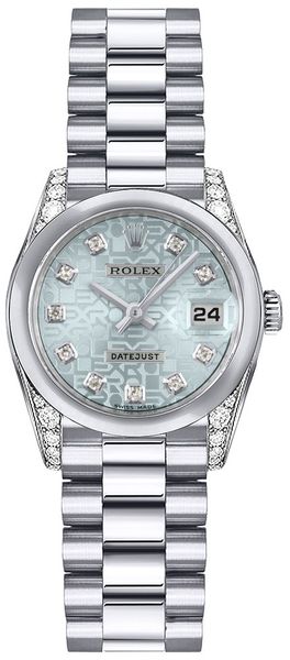 Rolex Lady-Datejust 26 Ice Blue Dial Diamond Women’s Watch 179296